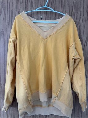 aerie V-Neck Pullover Sweater in Mustard